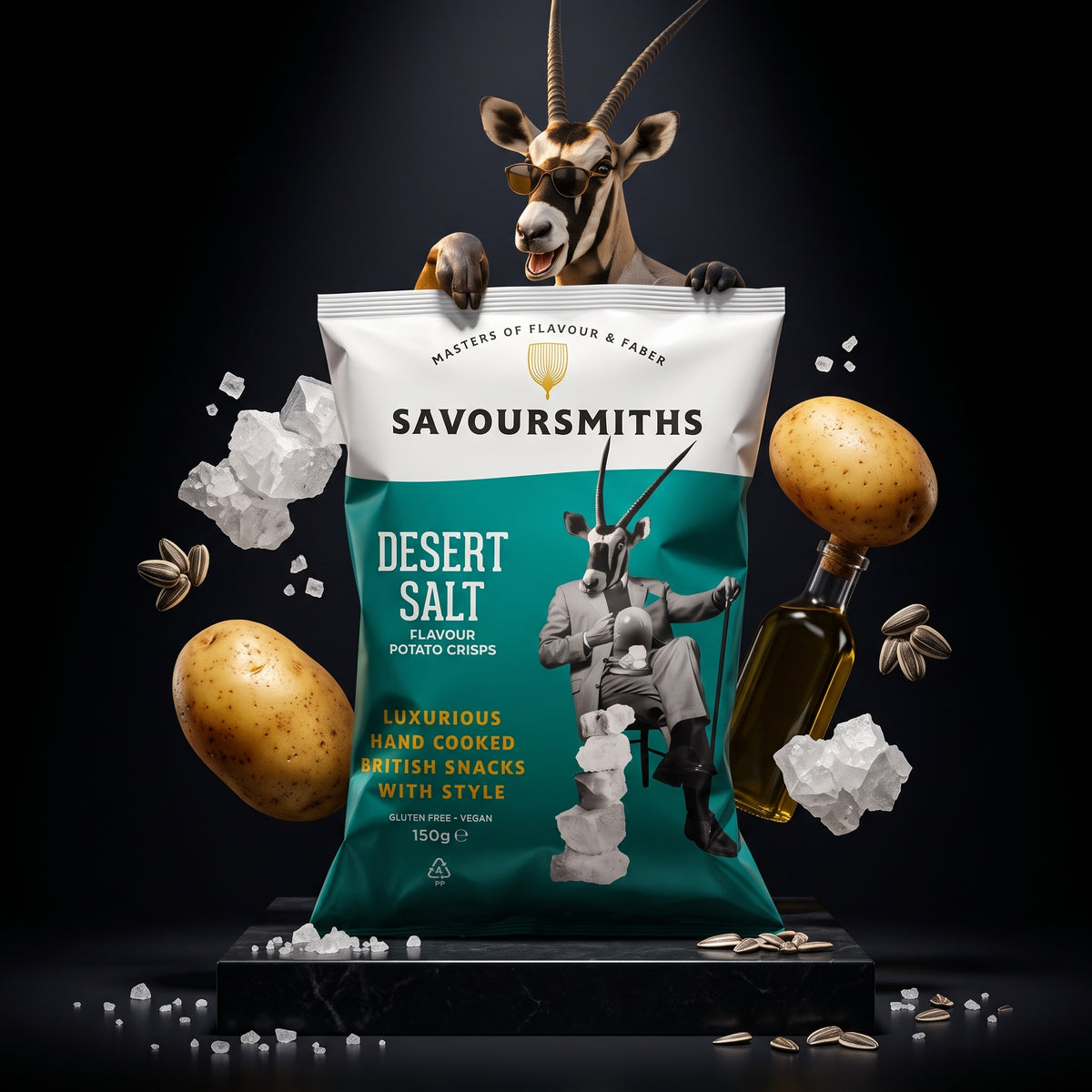 Savoursmiths Desert Salt Gourmet Kartoffelchips 150g – Vegan, Gluten- & Laktosefrei