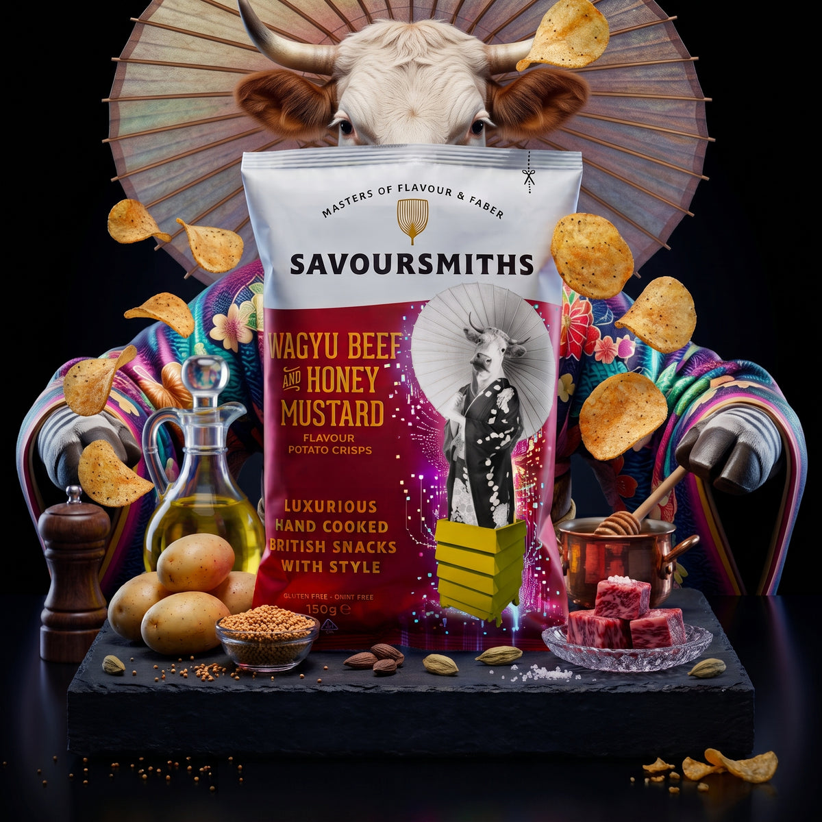 Savoursmiths Wagyu Beef & Honey Mustard Gourmet Kartoffelchips 150g – Gluten- & Laktosefrei