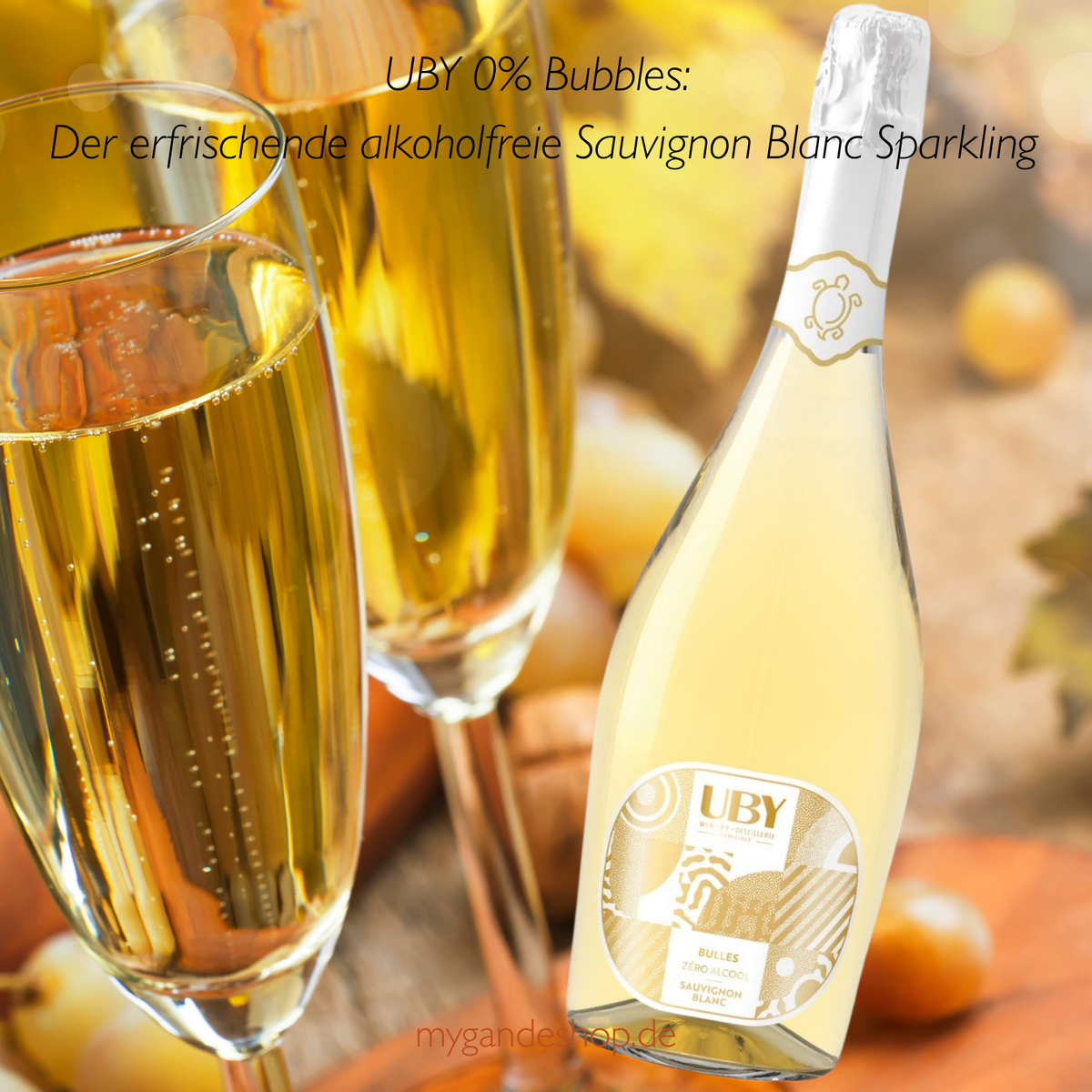 UBY Sparkling Sauvignon Blanc 0,00 % Alkoholfreier Schaumwein 0,75 l – Frische Frucht aus der Gascogne