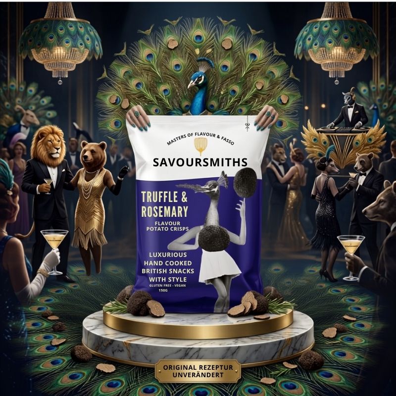Savoursmiths Truffle & Rosemary Gourmet Kartoffelchips 150g – Vegan, Gluten- & Laktosefrei
