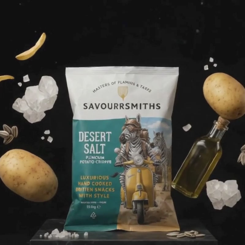 Savoursmiths Desert Salt & Black Pepper Gourmet Kartoffelchips 150g – Vegan, Gluten- & Laktosefrei